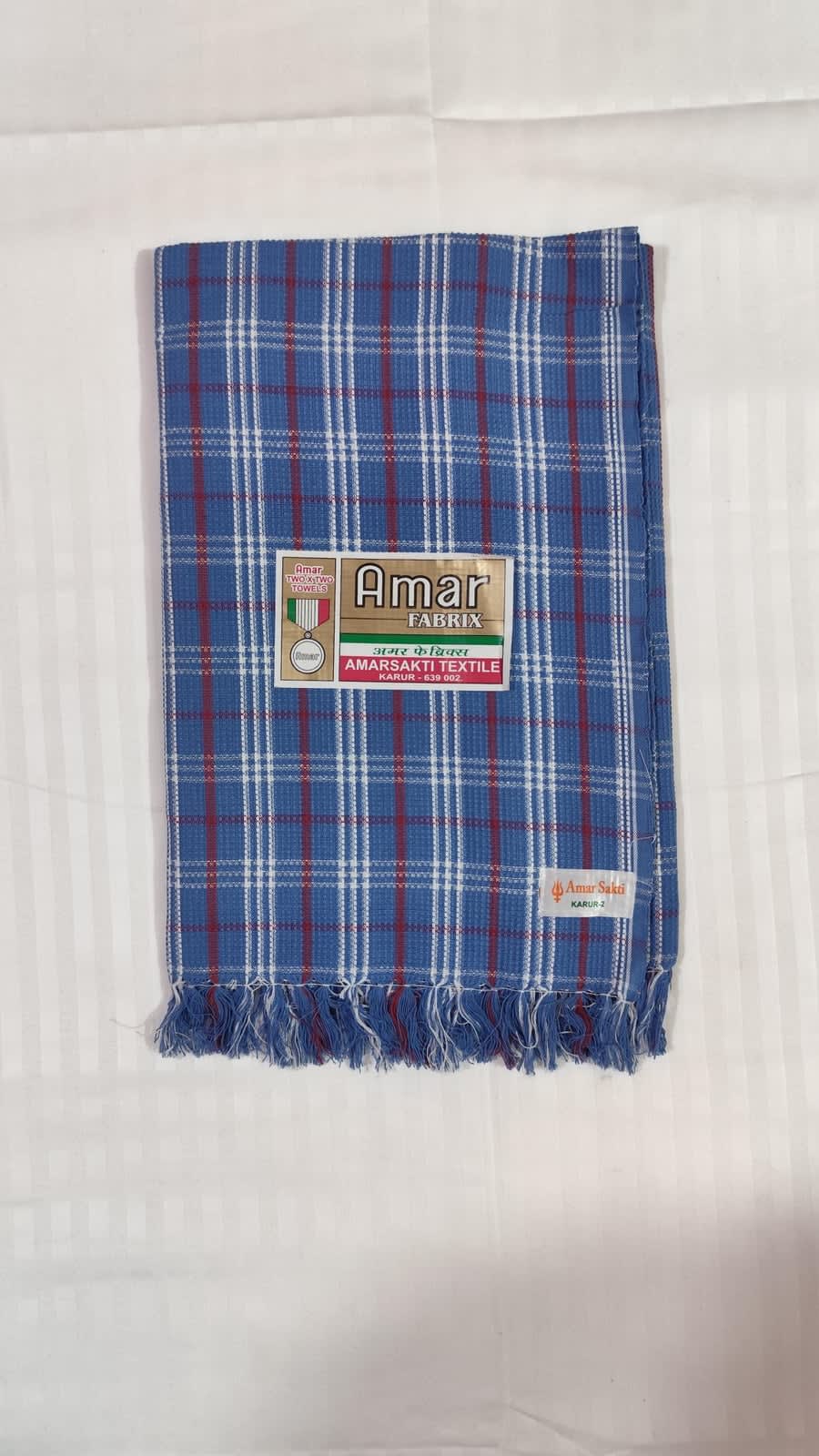 अमर फैब्रिक्स चेक मद्रासी कॉटन तौलिया 30x60 इंच - photo 2