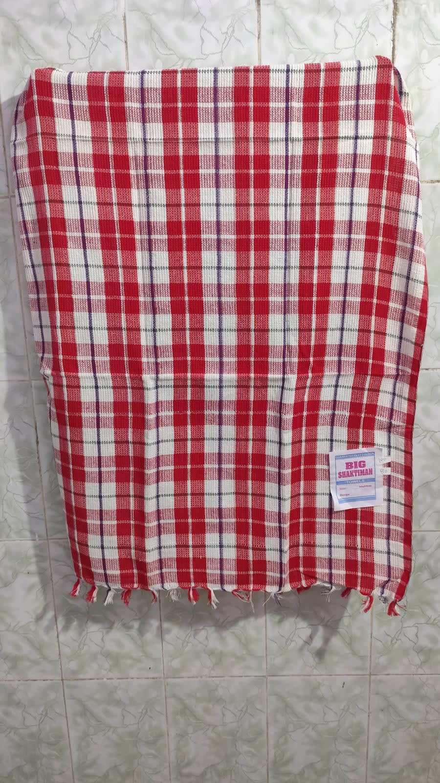 बिग शक्तिमान चेक कॉटन तौलिया 30x60 इंच - photo 2