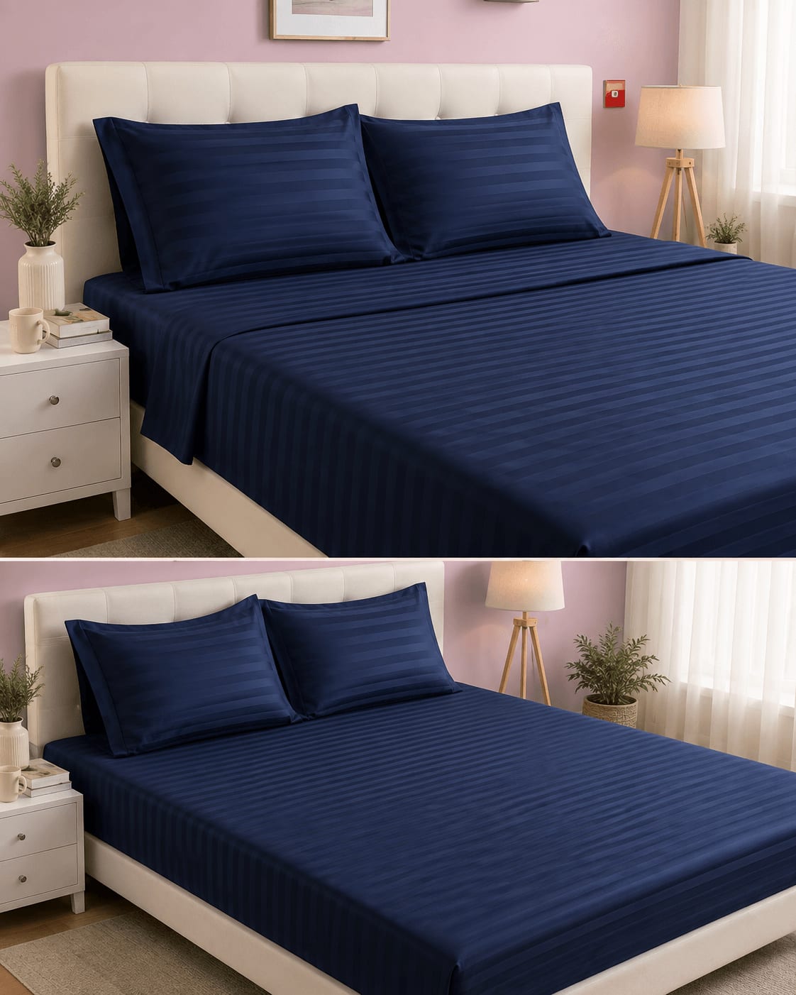 Navy Blue Hotel Bedsheet 230x250 cm - Double