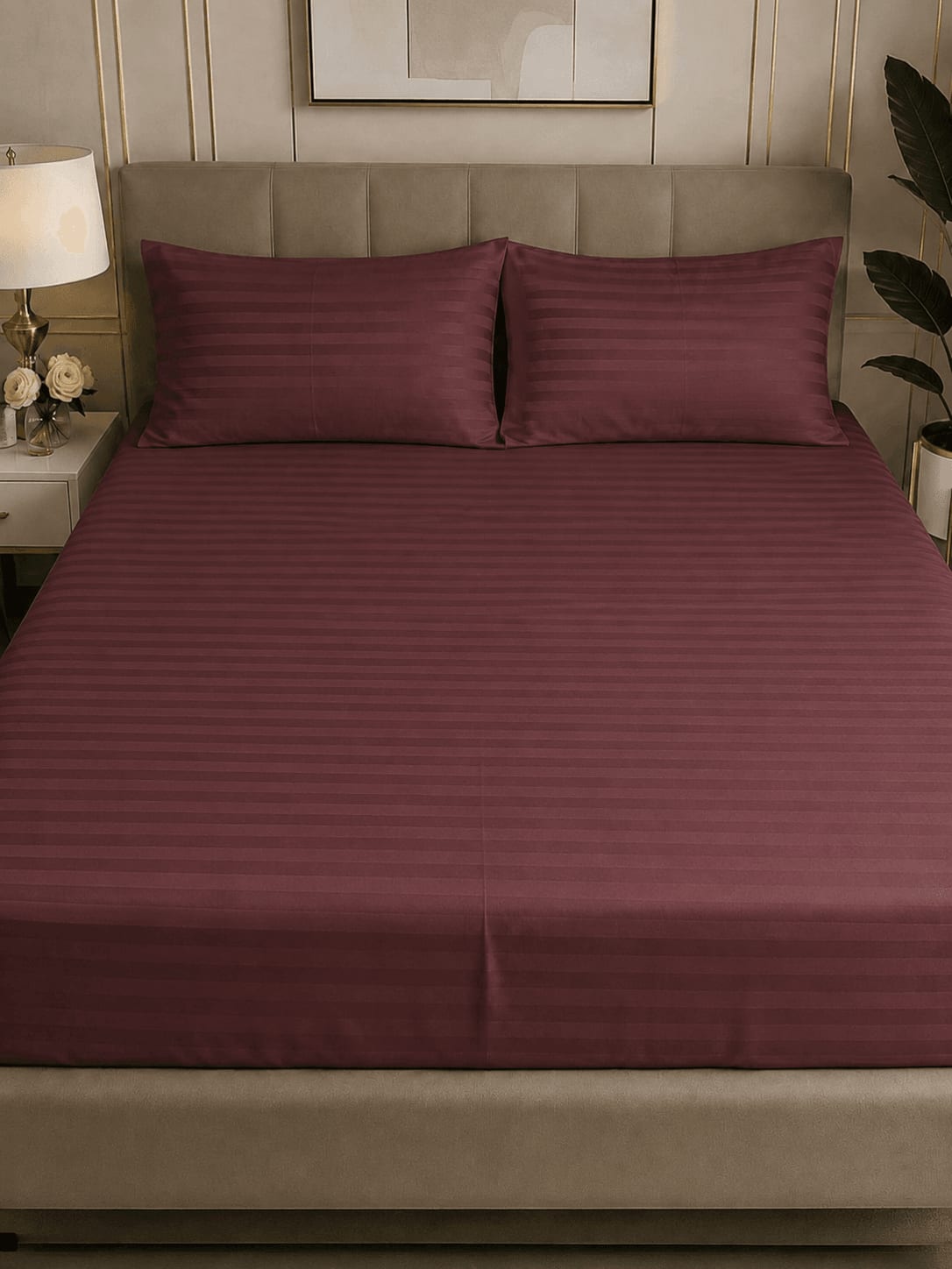 Maroon Hotel Bedsheet 230x250 cm - Double