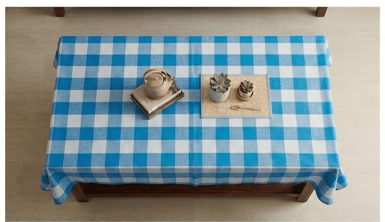 Central Table Cover 40x60 Inches - Blue Check