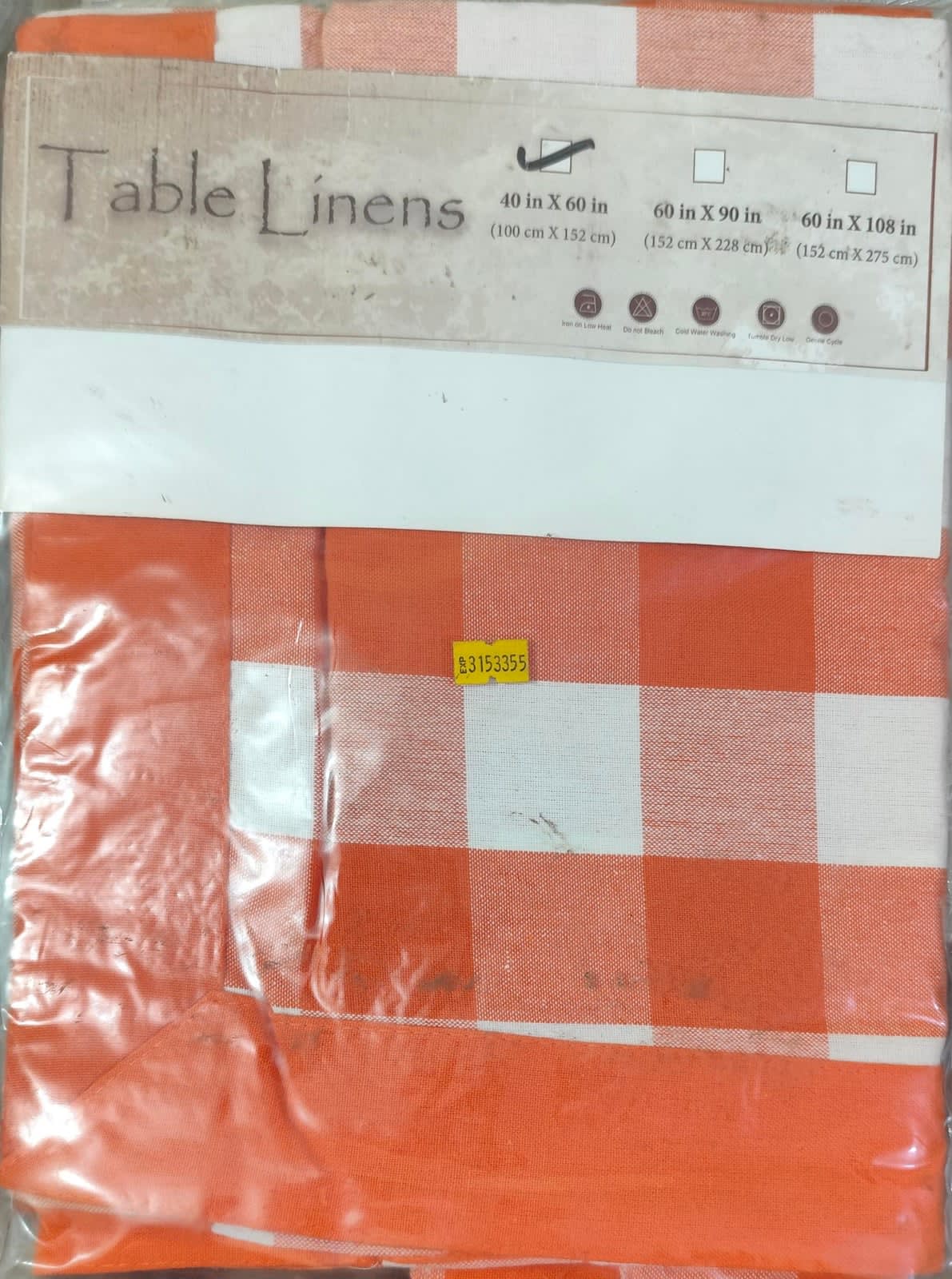 सेंट्रल टेबल कवर 40x60 इंच - ऑरेंज चेक - photo 2