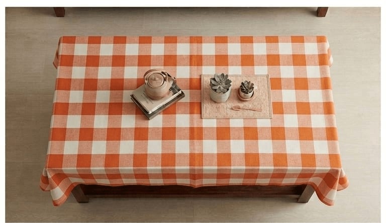 Central Table Cover 40x60 Inches - Orange Check