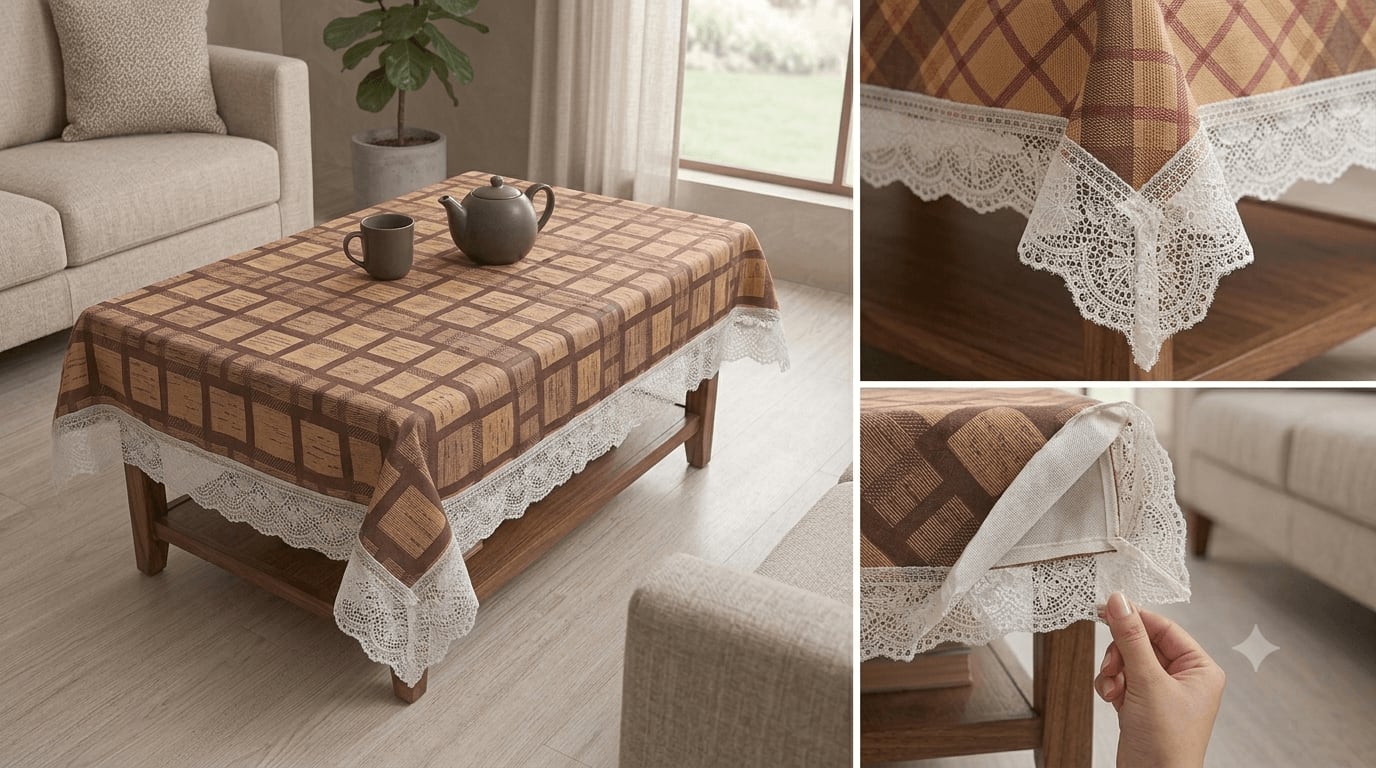 Central Table Cover 40x60 Inches - Coffee Brown Check