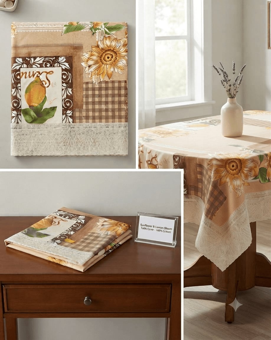 Central Table Cover 40x60 Inches - Tan Sunflower