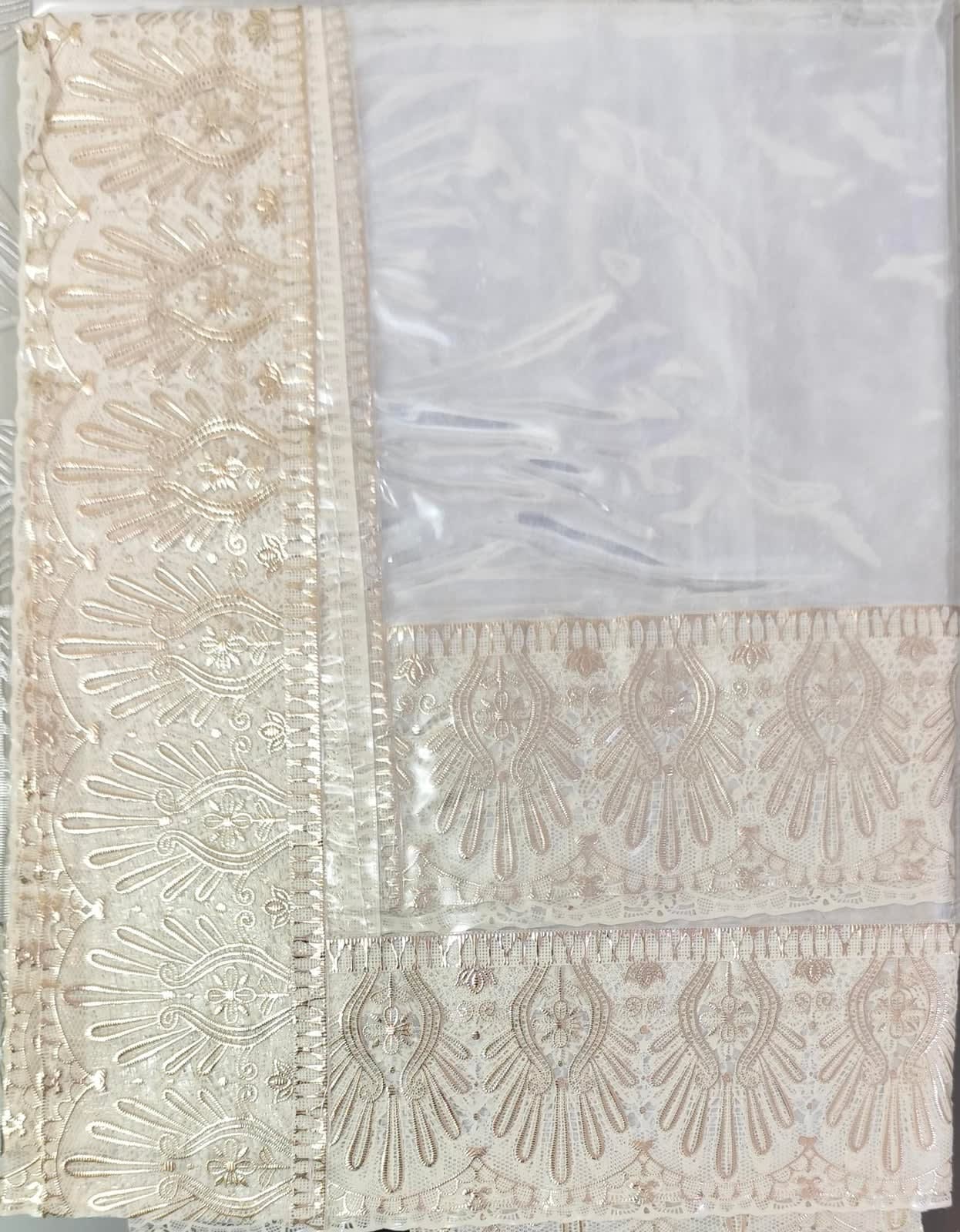 क्लियर टेबल ओवर कवर 45x70 इंच - क्रीम फ्लोरल बॉर्डर - photo 1