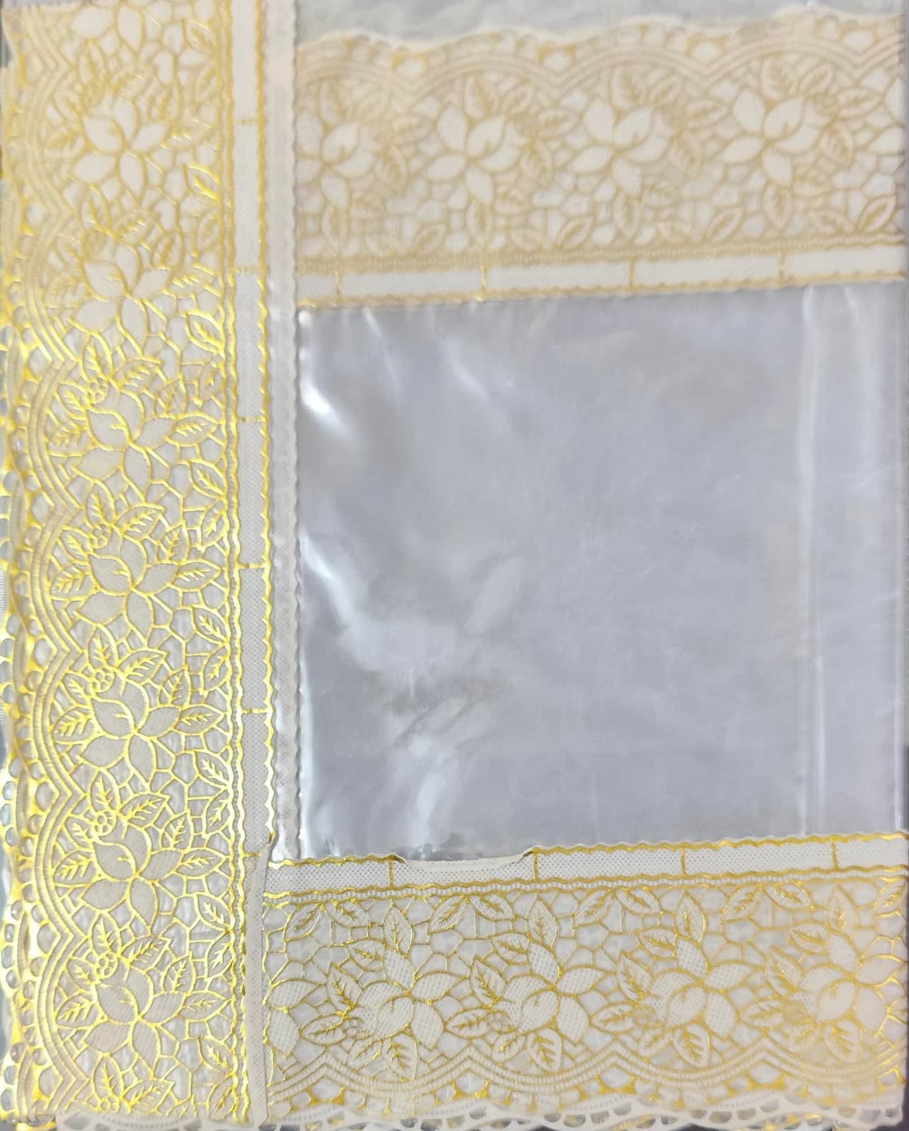 क्लियर टेबल ओवर कवर 40x60 इंच - गोल्ड लेस बॉर्डर - photo 2