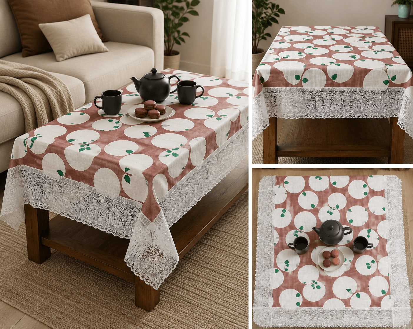 Central Table Cover 40x60 Inches - Mauve Polka Dot