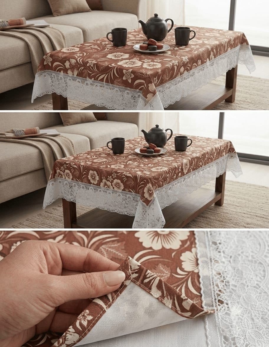Central Table Cover 40x60 Inches - Brown Floral