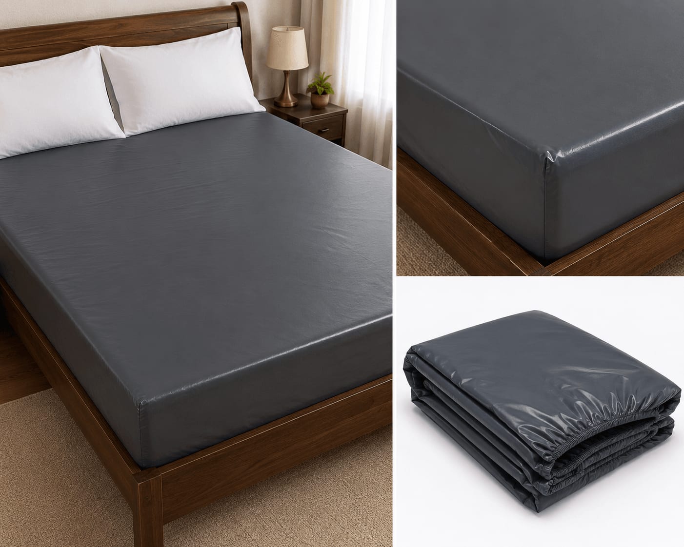 Waterproof PVC Mattress Cover 72x78 Inches - Charcoal Grey
