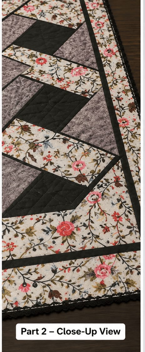 Central Table Runner 13x36 Inches - Floral Cotton Patchwork