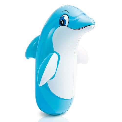 Intex Hit Me Inflatable Bop Bag Toy - Dolphin, Sand-Filled Weighted Base, 38 x 24 Inches