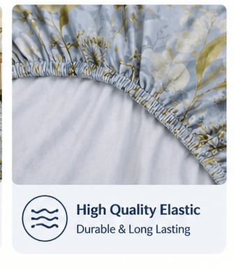रेनस्टार फिटेड डबल बेडशीट 225x250 सेमी, 2 तकिए के कवर सहित - पाउडर ब्लू फ्लोरल - photo 6
