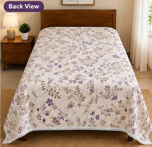 Sparsh Sweet Dream Reversible Cotton Dohar, Single Bed 152x228 cm - Brown Purple Floral