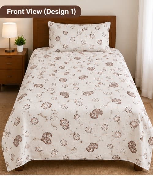 Sparsh Sweet Dream Reversible Cotton Dohar, Single Bed 152x228 cm - Beige Mauve Paisley