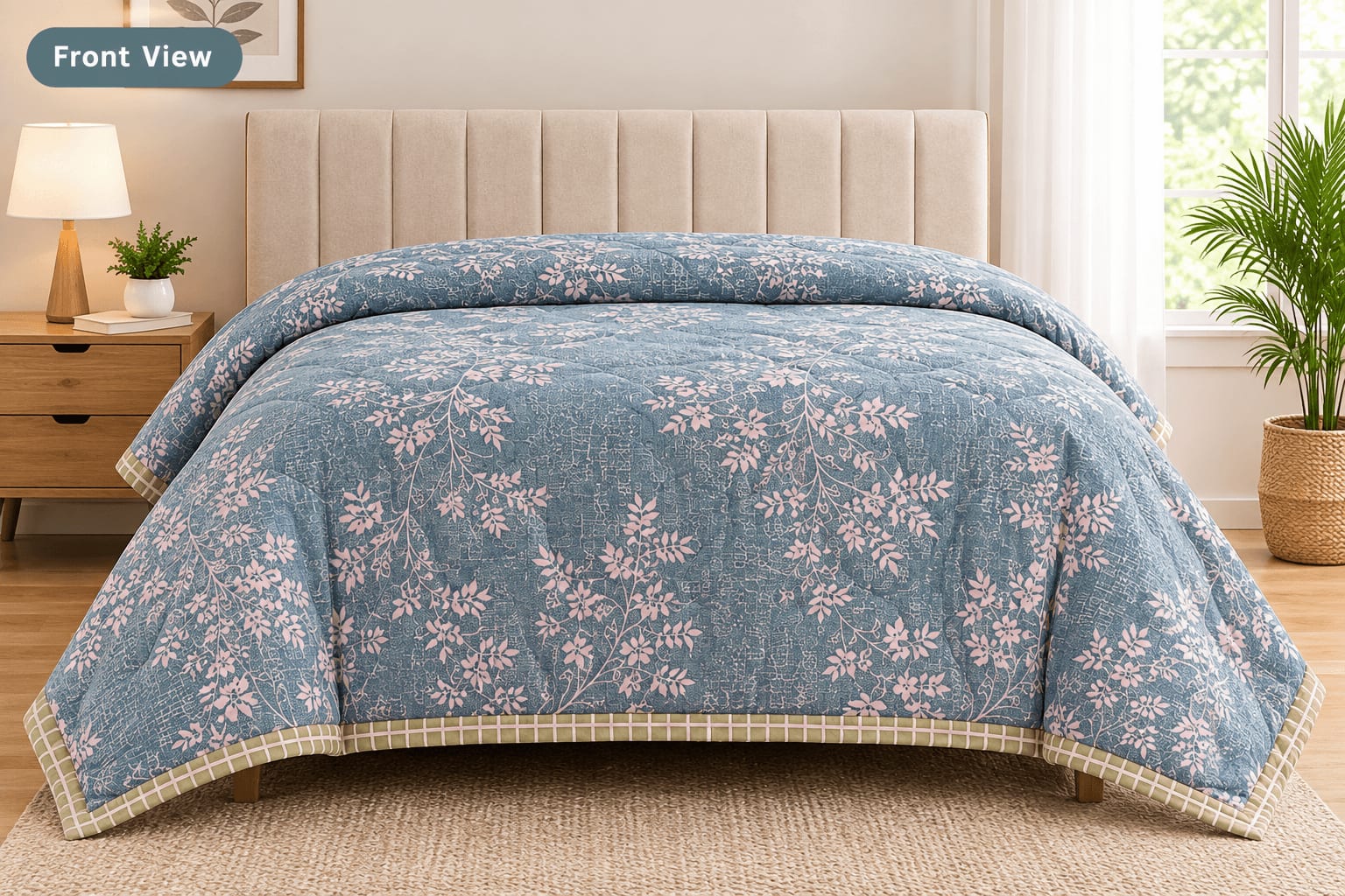 Tulip Original Reversible Microfibre Comforter, Double Bed 90x72 inches - Sage Green Leaf Botanical