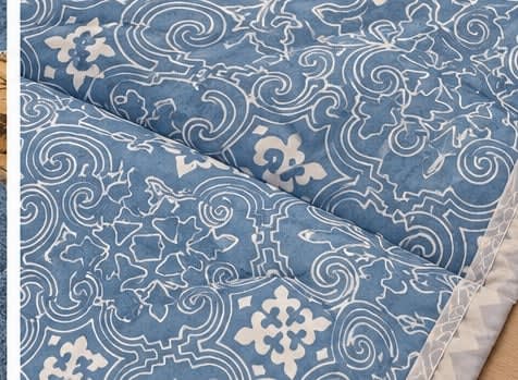 Tulip Original Reversible Microfibre Comforter, Single Bed 90x50 inches - Slate Blue Daisy Floral