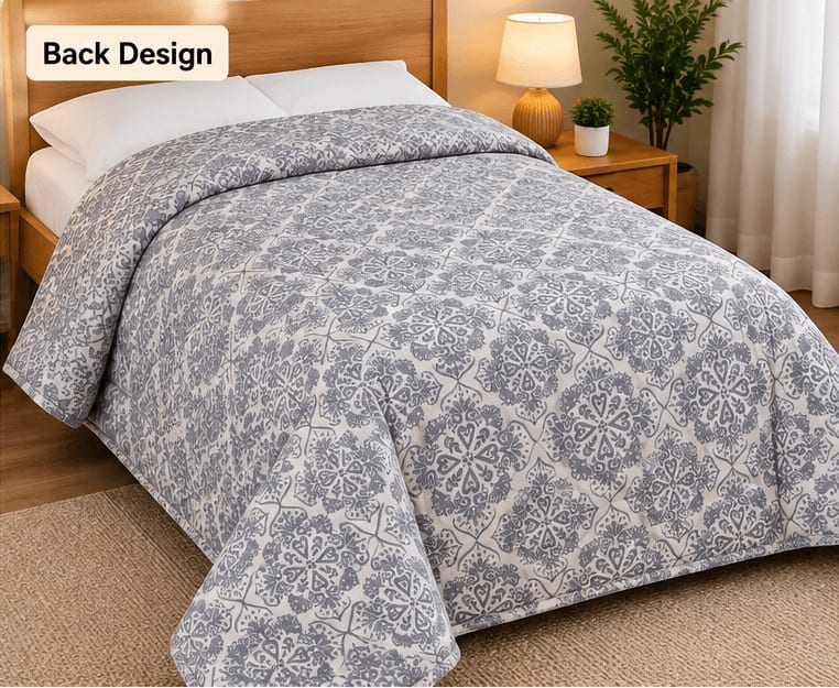 Tulip Original Reversible Microfibre Comforter, Single Bed 90x50 inches - Grey Floral Medallion - photo 5