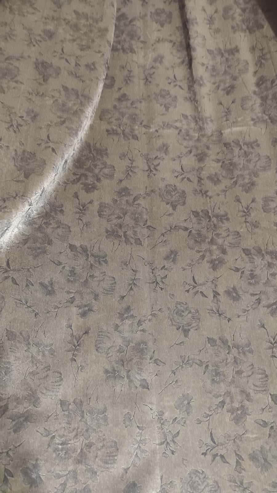 Taupe Floral Velvet Eyelet Curtain - 7x4 & 9x4 Ft - photo 3