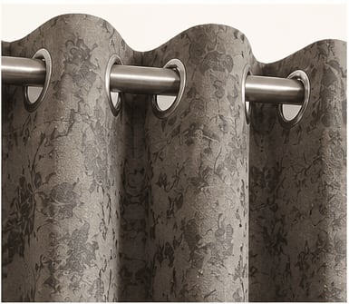 Taupe Floral Velvet Eyelet Curtain - 7x4 & 9x4 Ft - photo 7