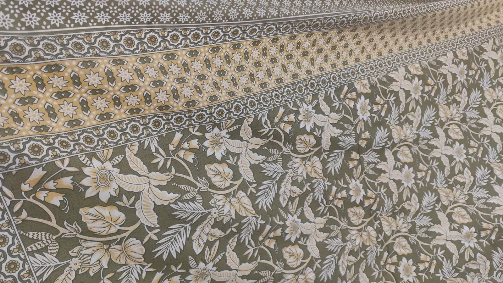 Galaxy Olive Green Sunflower Floral Diwan Bedsheet 72x100 Inches with 2 Pillow Covers - photo 1