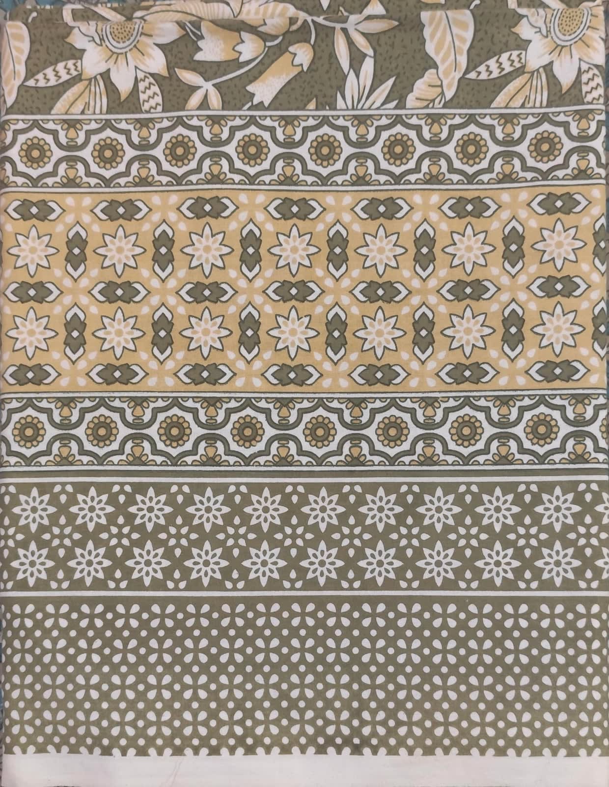 Galaxy Olive Green Sunflower Floral Diwan Bedsheet 72x100 Inches with 2 Pillow Covers