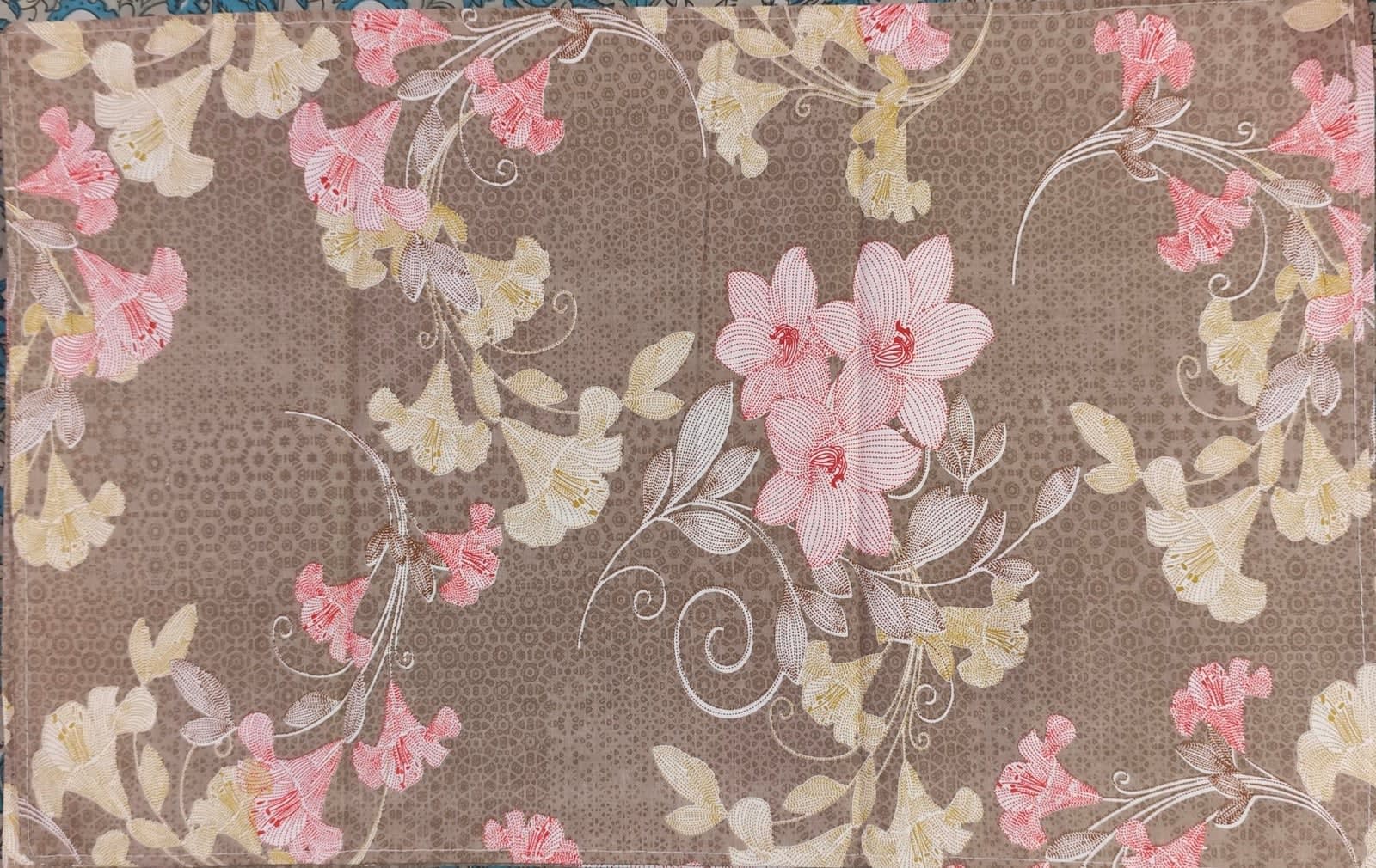 Galaxy Taupe Pink Lily Floral Diwan Bedsheet 70x90 Inches with 2 Pillow Covers - photo 4