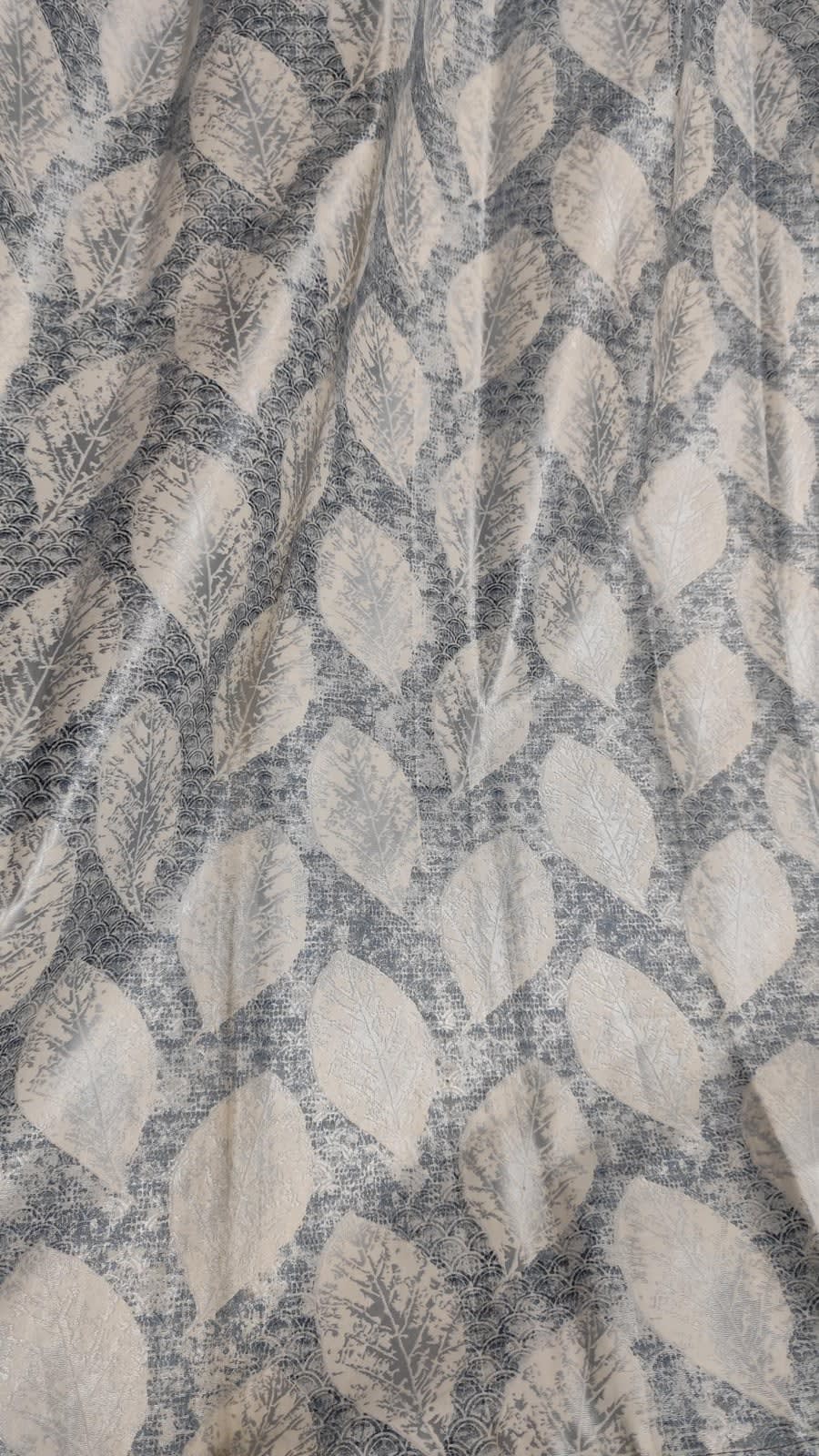 Slate Blue Leaf Satin Eyelet Curtain - 7x4 & 9x4 Ft - photo 3