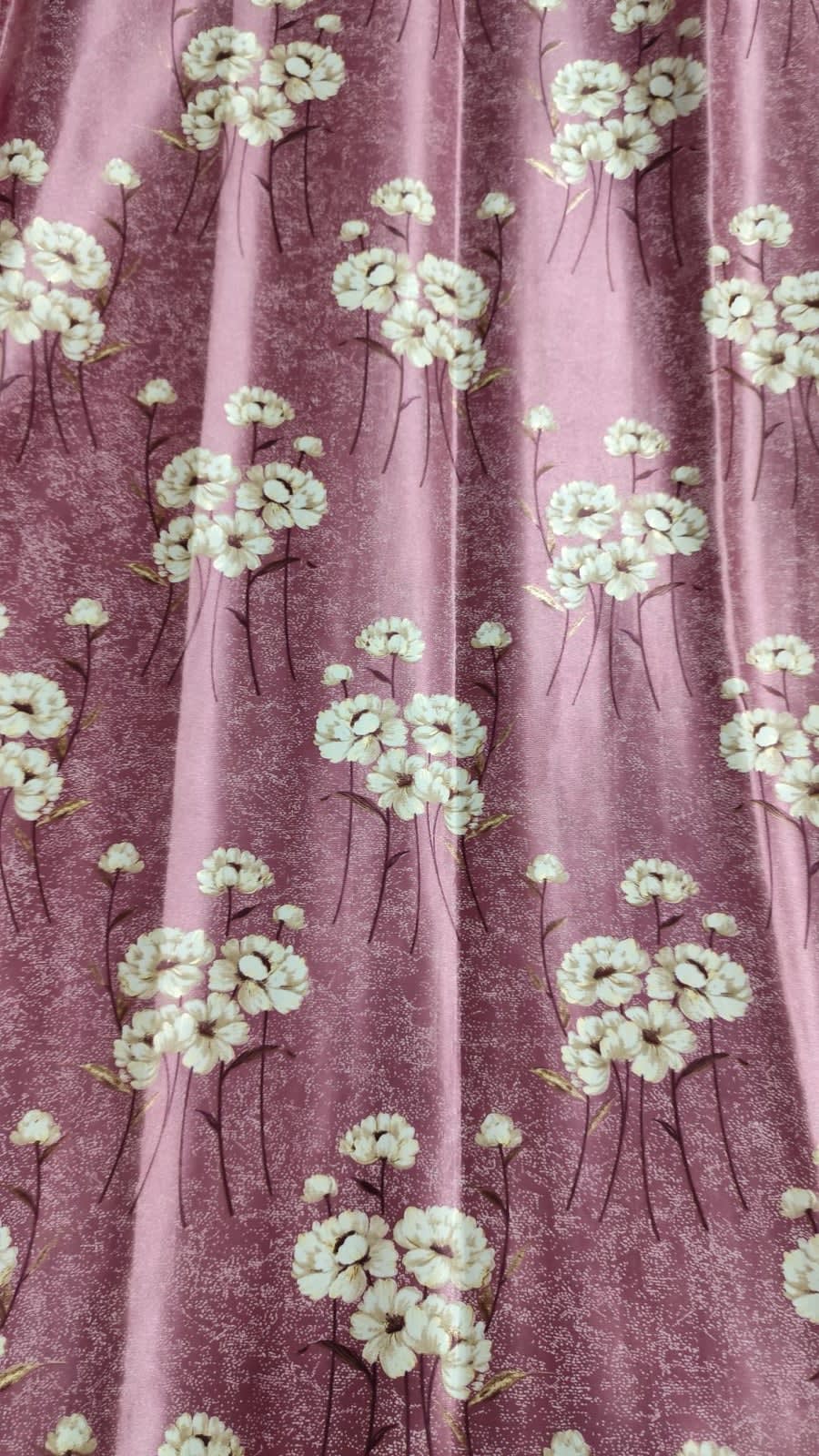 Dusty Rose Floral Satin Eyelet Curtain - 7x4 & 9x4 Ft - photo 3