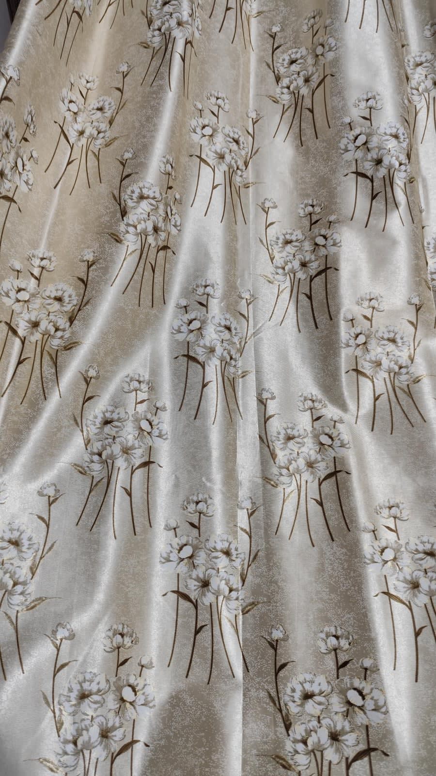 Beige Floral Satin Eyelet Curtain - 7x4 & 9x4 Ft - photo 4