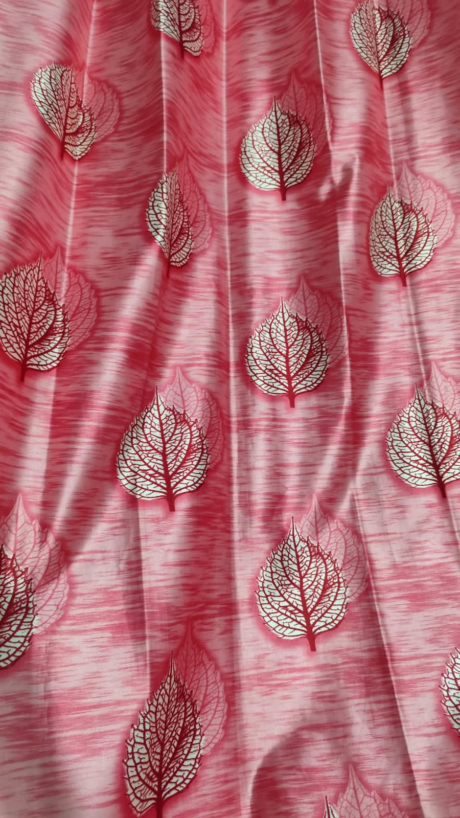 Coral Crackle Leaf Satin Eyelet Curtain - 7x4 & 9x4 Ft - photo 3