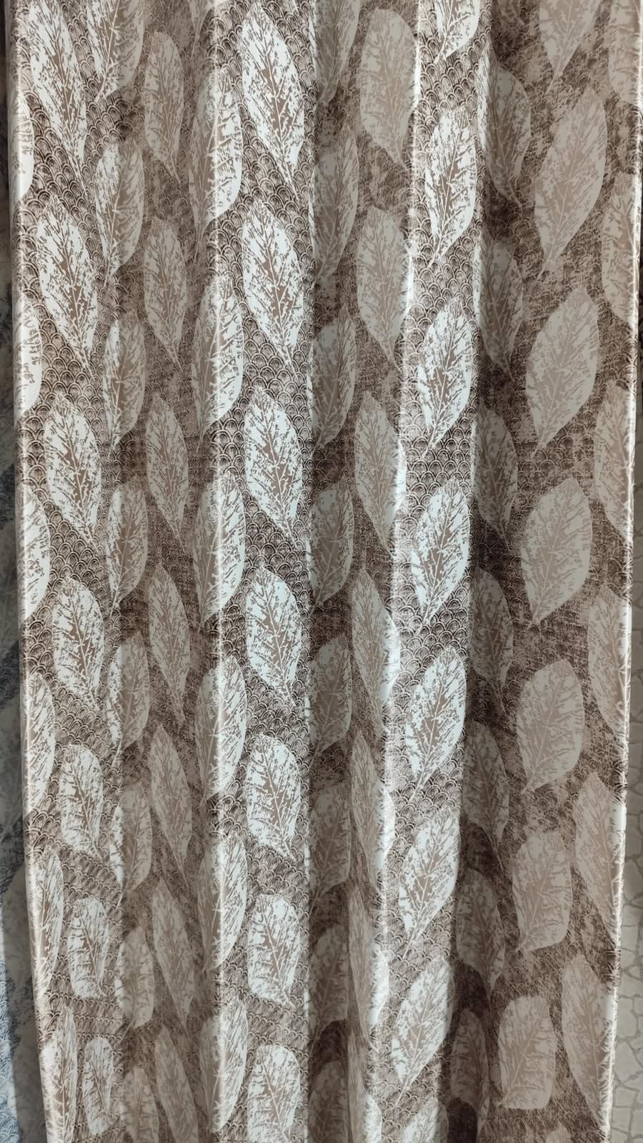Taupe Leaf Satin Eyelet Curtain - 7x4 & 9x4 Ft - photo 2