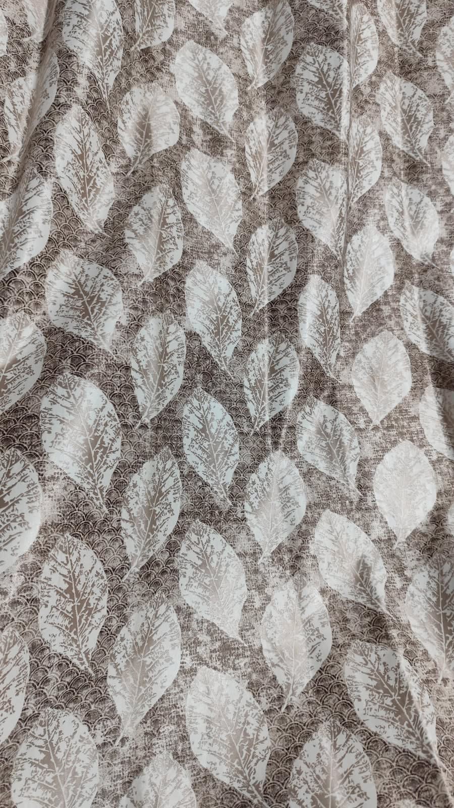 Taupe Leaf Satin Eyelet Curtain - 7x4 & 9x4 Ft - photo 3