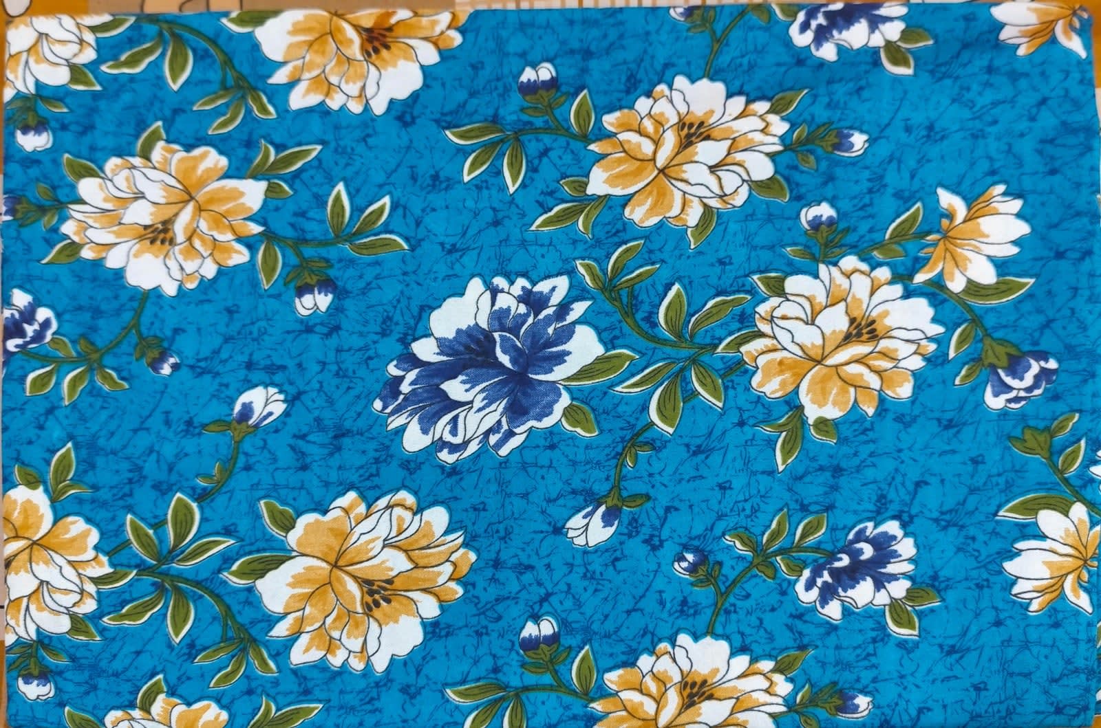 Victory Double Bedsheet 225x225 cm with 2 Pillow Covers - Turquoise Blue Peony Floral