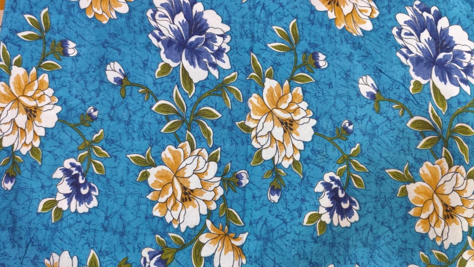 Victory Double Bedsheet 225x225 cm with 2 Pillow Covers - Turquoise Blue Peony Floral - photo 2