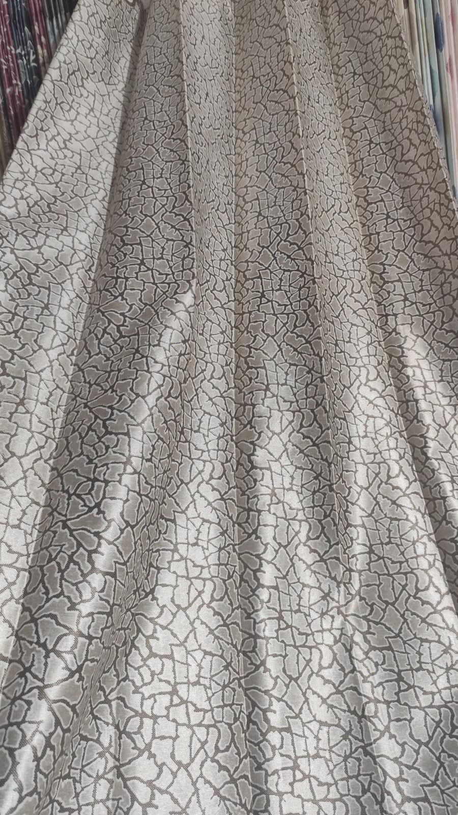 Beige Mosaic Satin Eyelet Curtain - 7x4 & 9x4 Ft - photo 4