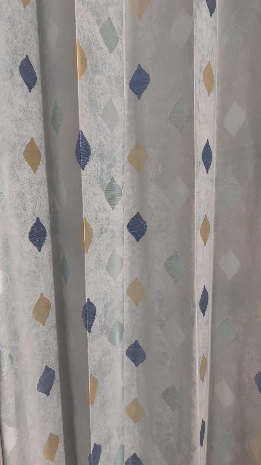 Sky Blue Leaf Drop Satin Eyelet Curtain - 7x4 & 9x4 Ft - photo 2