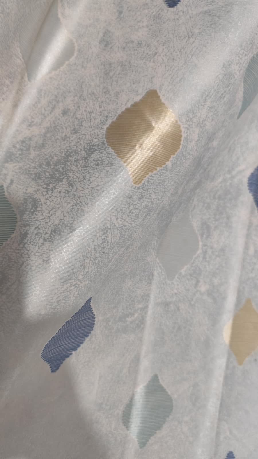 Sky Blue Leaf Drop Satin Eyelet Curtain - 7x4 & 9x4 Ft - photo 3