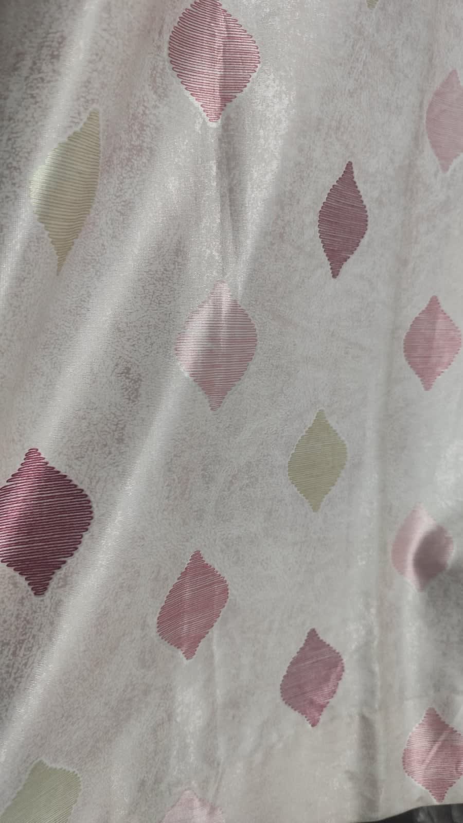 Blush Pink Leaf Drop Satin Eyelet Curtain - 7x4 & 9x4 Ft - photo 4
