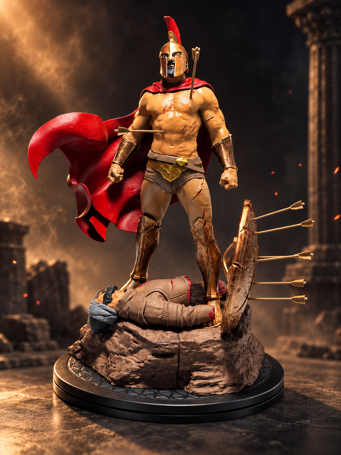 Statuetă Leonidas realizată prin printare 3D cu rășină și pictată manual în atelierul 3DPrintable