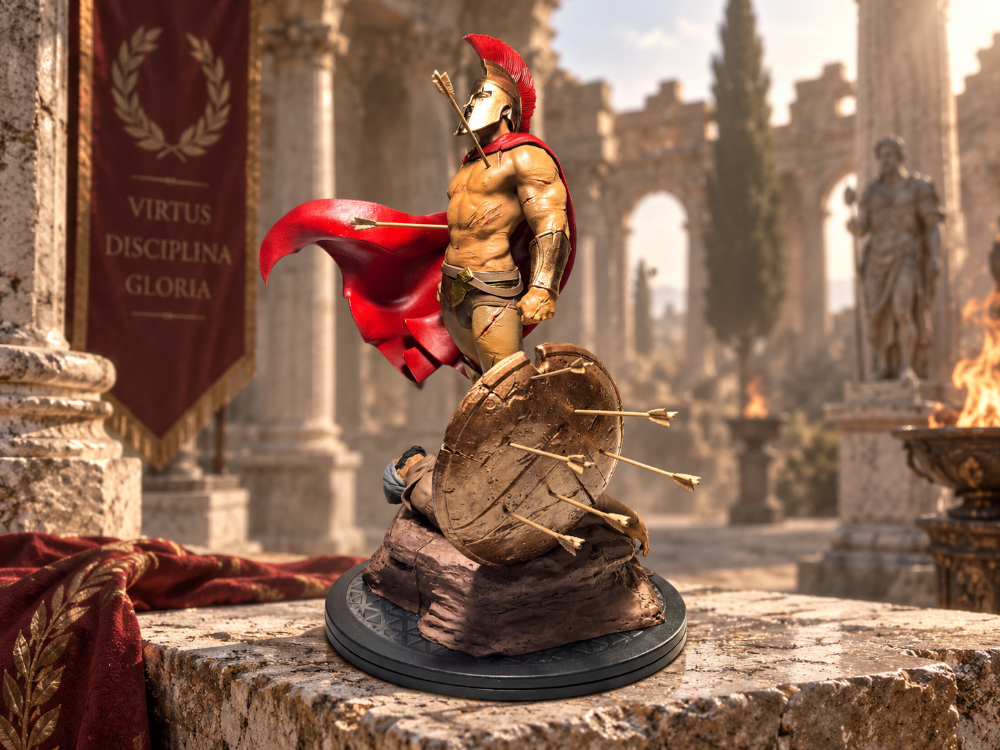 Statuetă Leonidas pictată manual