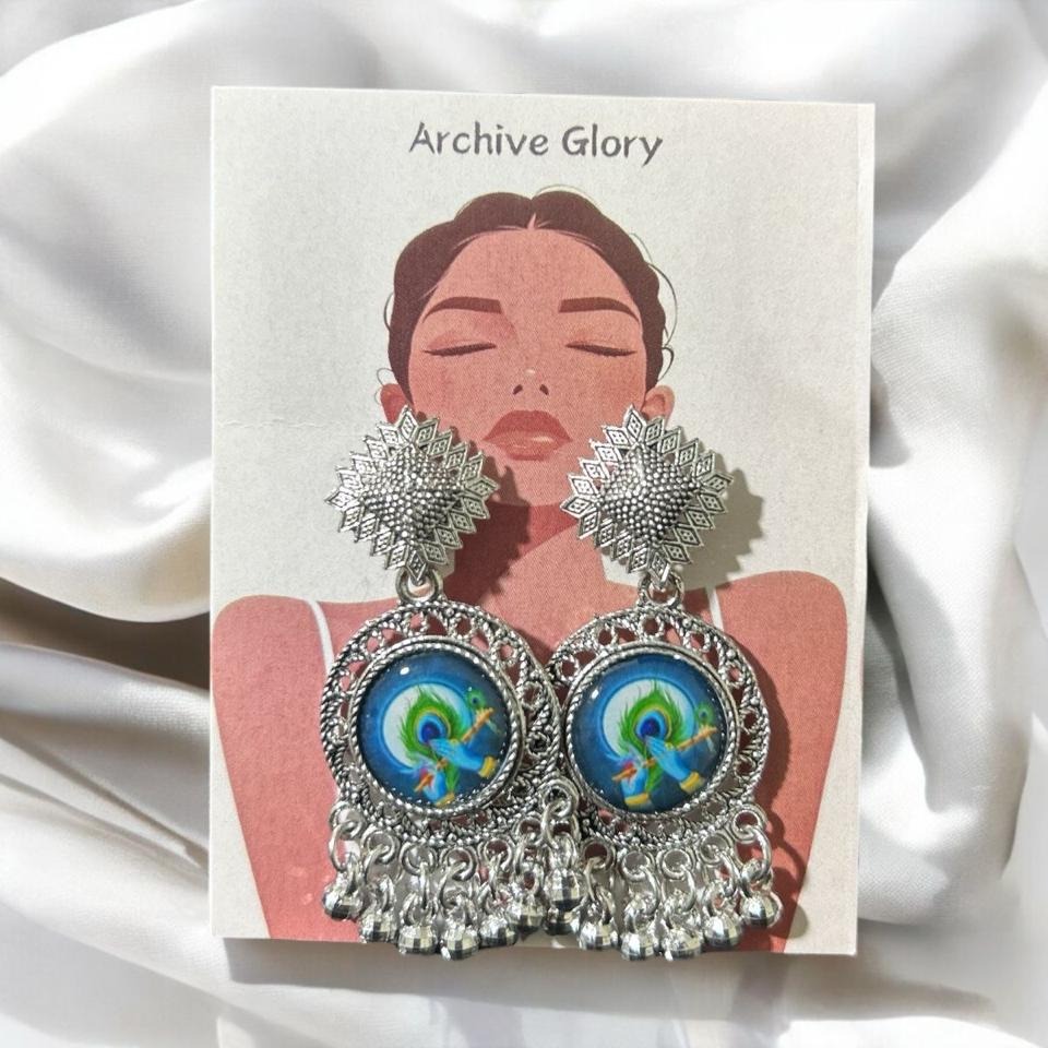 Peacock oxide jhumka earring