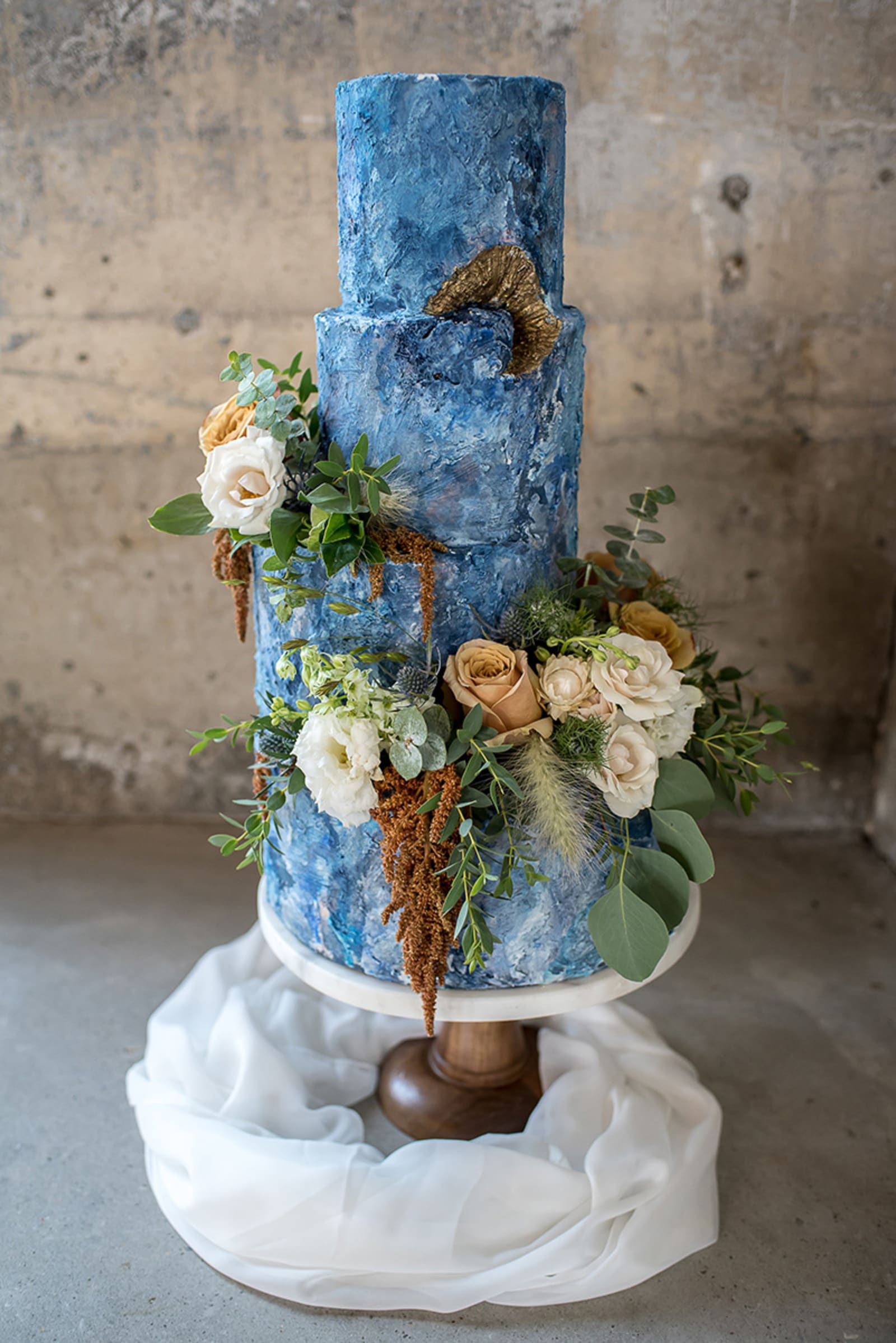 Blue concrete cake