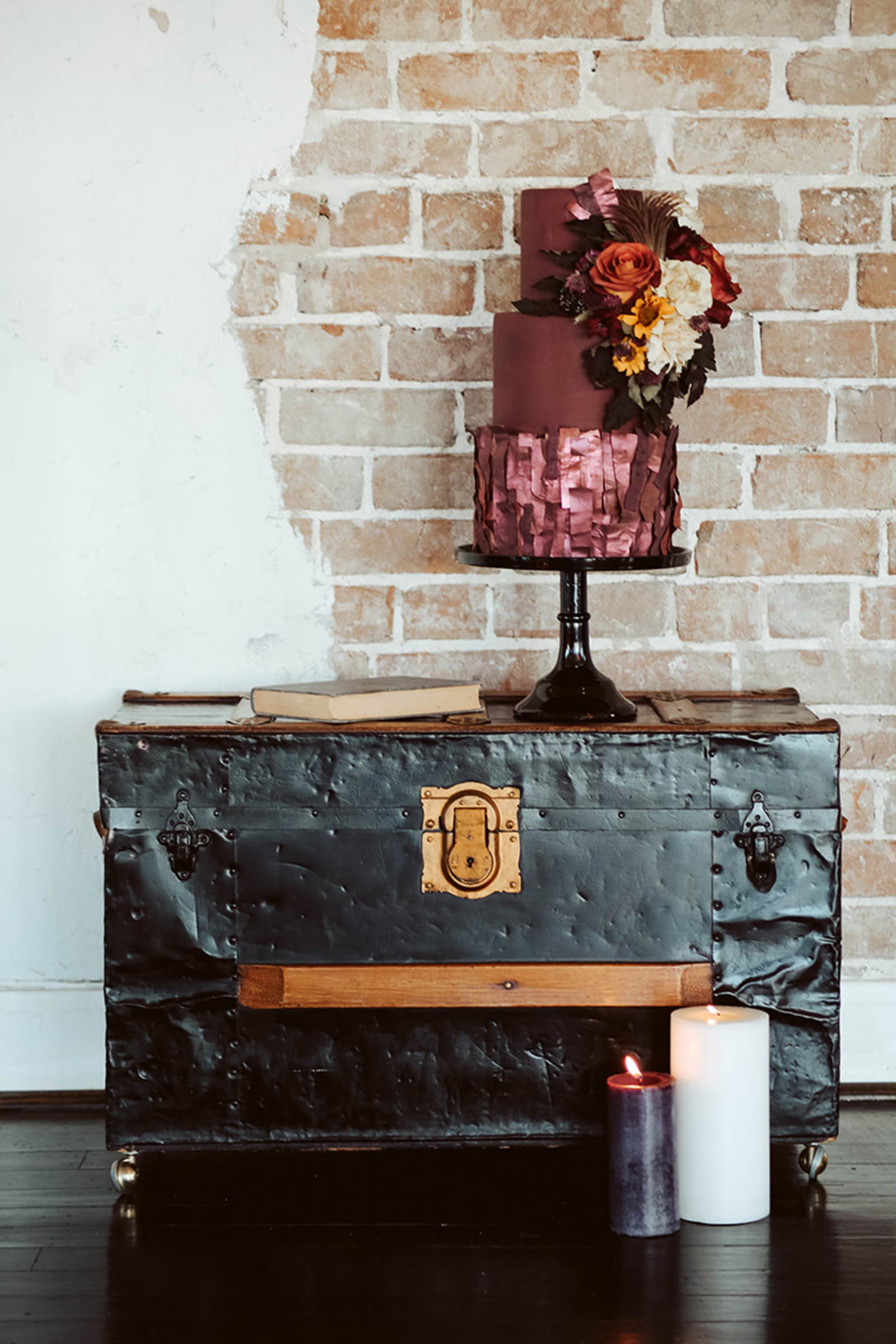 Maroon cake black trunk