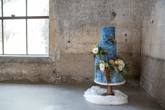 Blue concrete cake wide