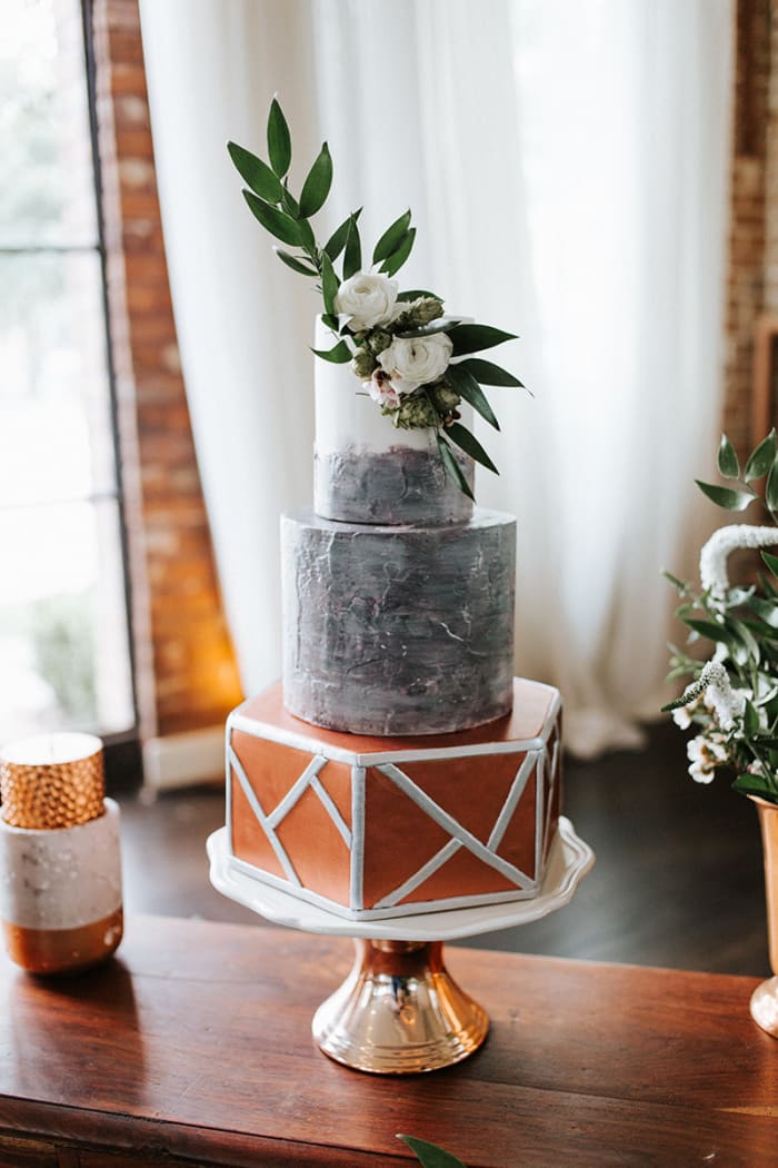 Copper tiered cake
