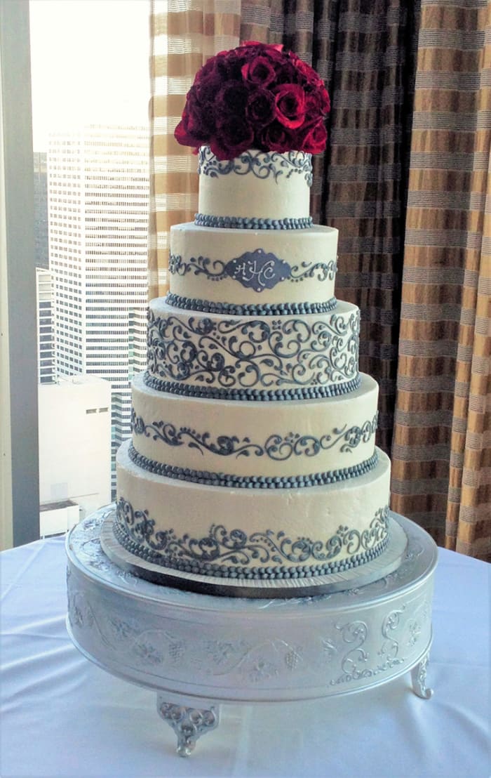 Five tier blue scroll