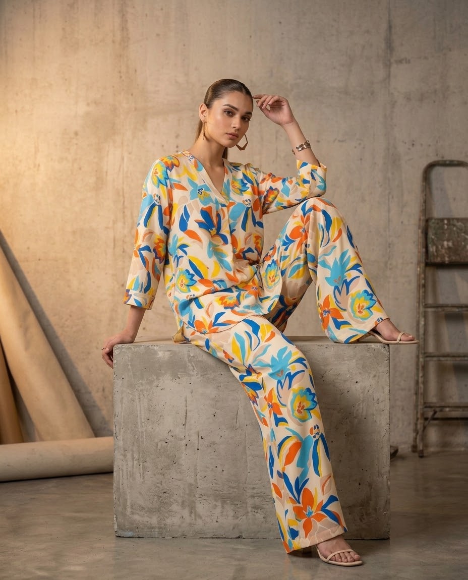 Printed 2-piece cord_set soft jorjat