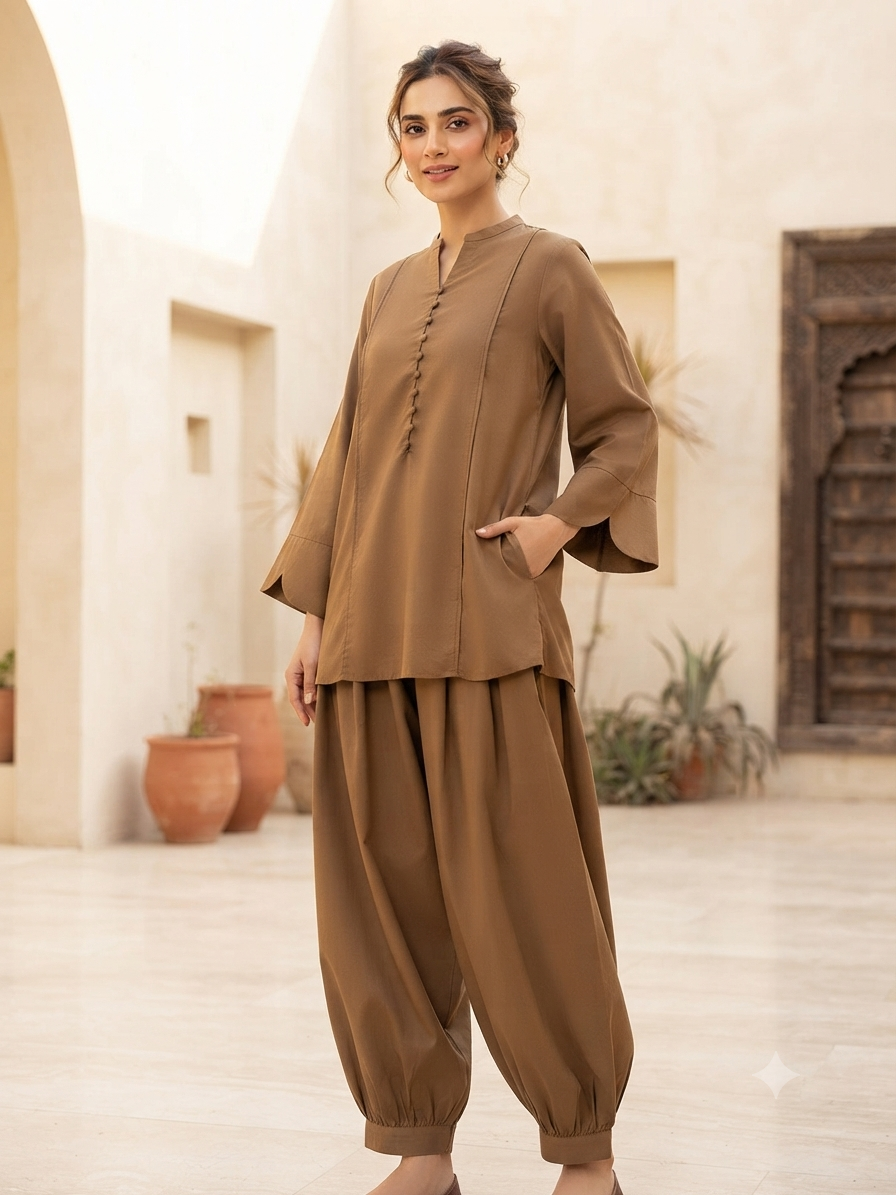 Plain cord-set 2 piece soft silk stuff