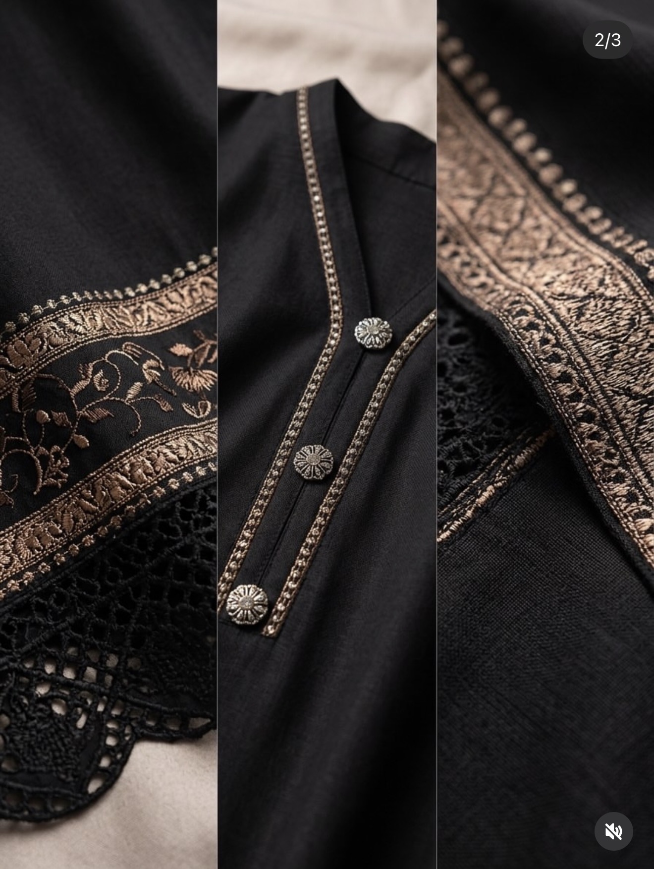 3piece full deatail work long shirt gaon style - view 2